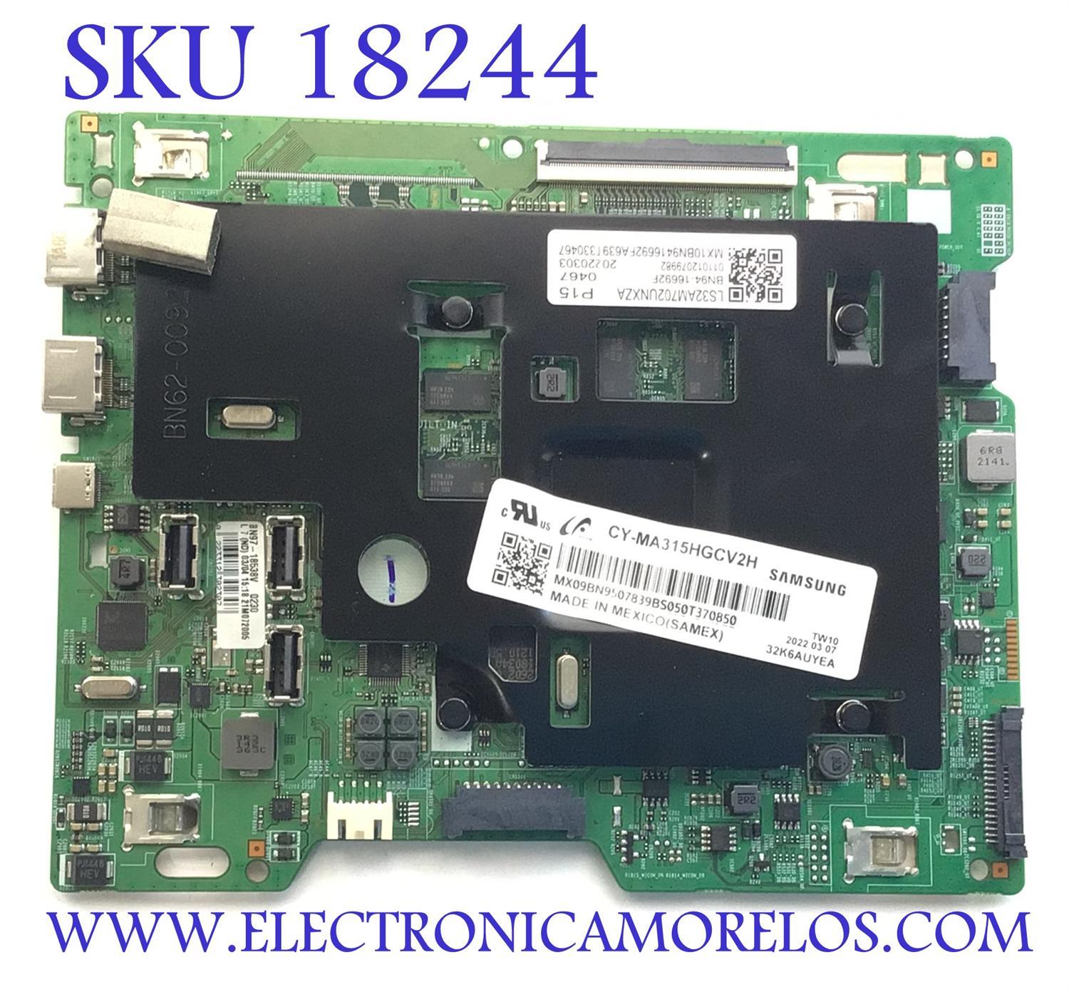 MAIN PARA MONITOR SMART 4K SAMSUNG / NUMERO DE PARTE BN94-16692F / BN41-02938A / BN97-18538V / BN97-18539B / BN9416692F / KANT_SU2_BUILT_IN / PANEL CY-MA315HGCV2H / DISPLAY SN315GT01-1 VER.1.0 / ,MODELO LS32AM702 / LS32AM702UNXZA XB02